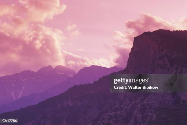 greece, thessaly, mount olympus, low angle view - mount olympus stock-fotos und bilder