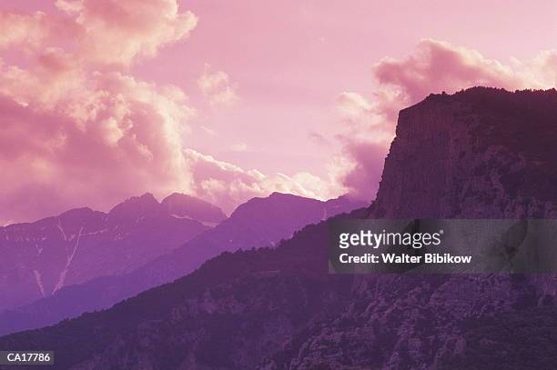 greece, thessaly, mount olympus, low angle view - mount olympus greece imagens e fotografias de stock