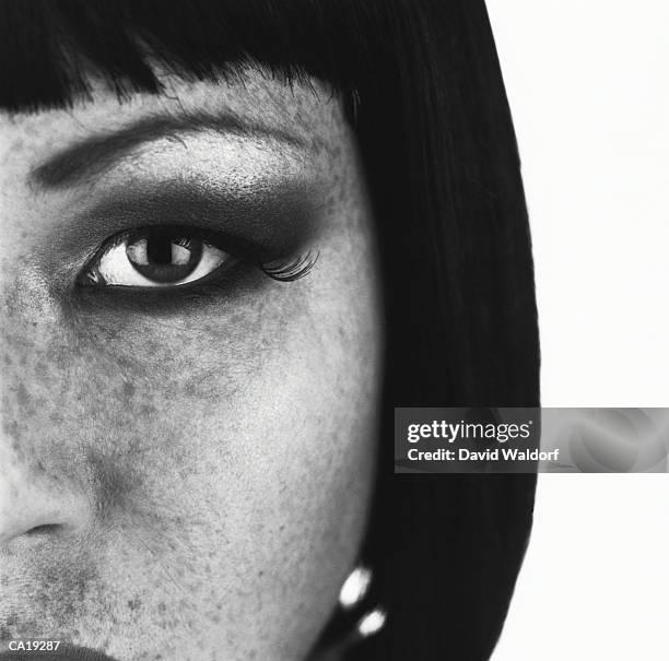 woman, close-up (b&w) - waldorf fotografías e imágenes de stock