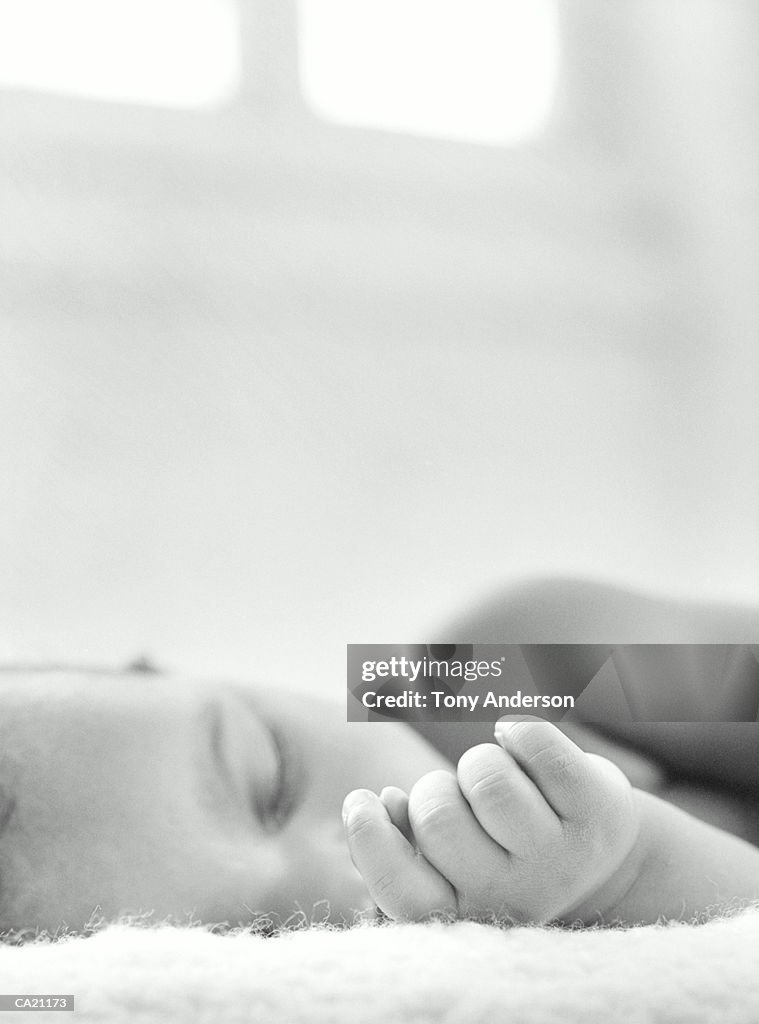 Baby (9-12 months) sleeping  (B&W)