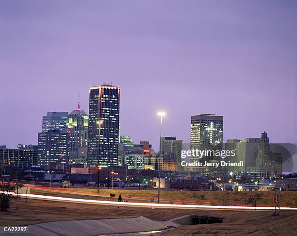 usa, oklahoma, oklahoma city, skyline at sunset - usa city stock pictures, royalty-free photos & images