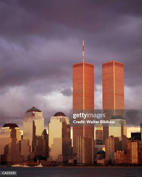 usa, new york, new york city, world trade and world financial center - new york city skyline twin towers photos et images de collection