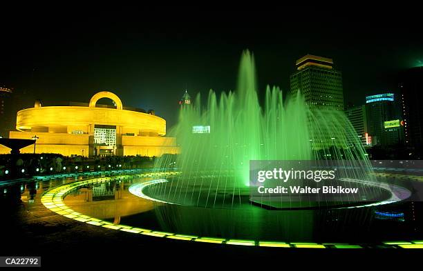 china, shanghai, people's square, shanghai museum, night - peoples square stock pictures, royalty-free photos & images