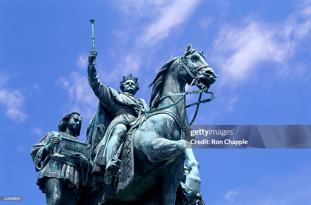 Germany, Munich, statue of Ludwig I, low angle view