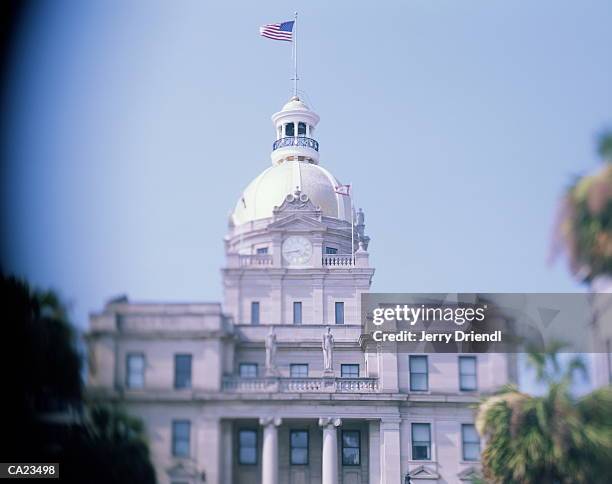 usa, georgia, savannah, city hall, low angle view - usa city stock pictures, royalty-free photos & images