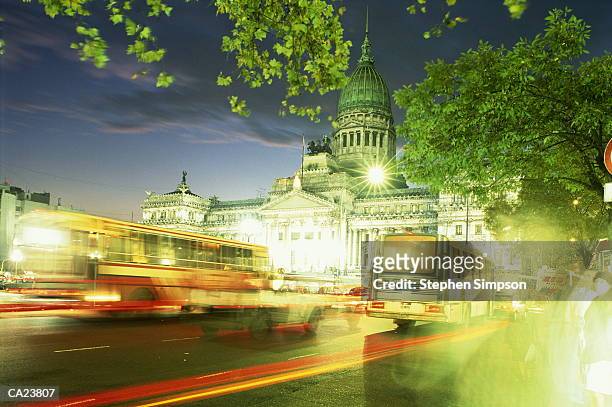 palacio del congreso at night - buenos aires province stock pictures, royalty-free photos & images
