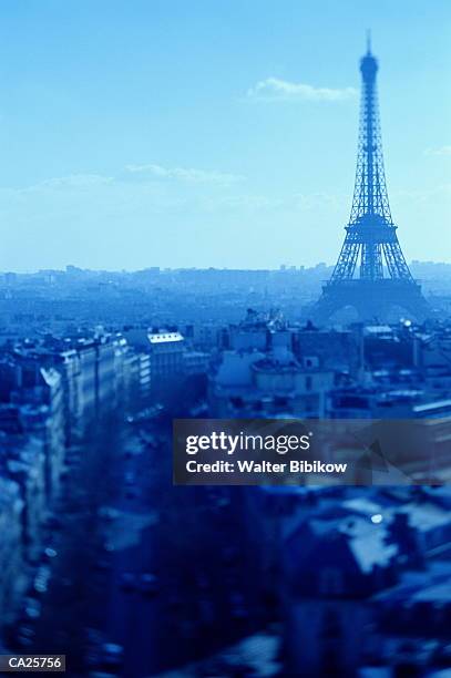 france, paris, eiffel tower (toned b&w) - walter bibikow stock pictures, royalty-free photos & images