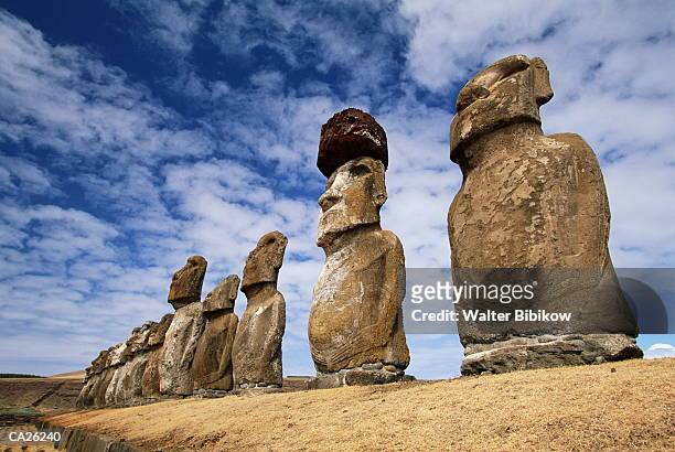 chile, easter island, ahu tongariki, moai statues - walter bibikow stock pictures, royalty-free photos & images