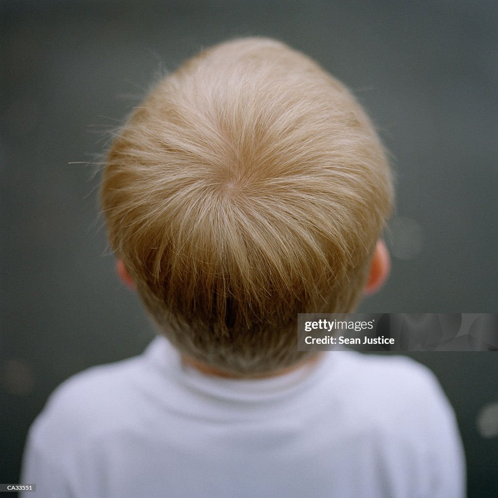 Boy (7-9), rear view, close-up