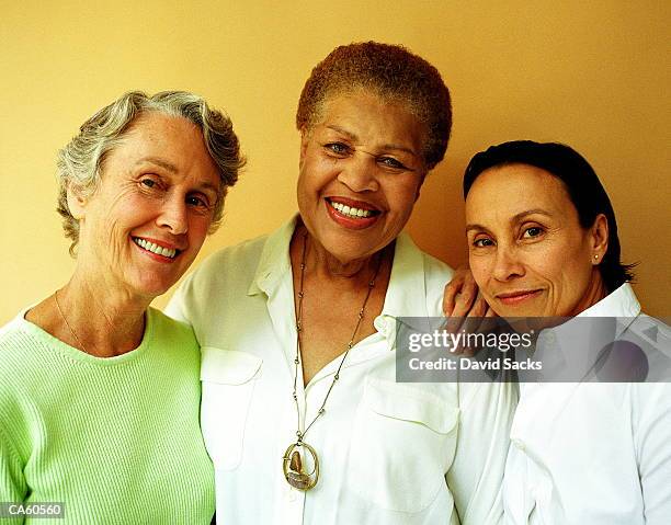 group of mature women smiling, portrait - only mature women stock pictures, royalty-free photos & images