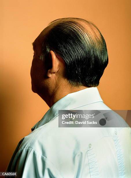 mature man, rear view - bald patch stock pictures, royalty-free photos & images