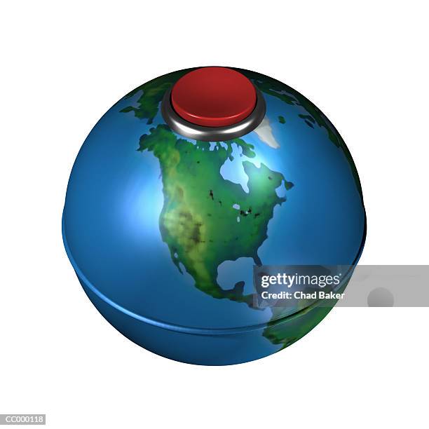 globe with a red detonator button - detonator stock pictures, royalty-free photos & images