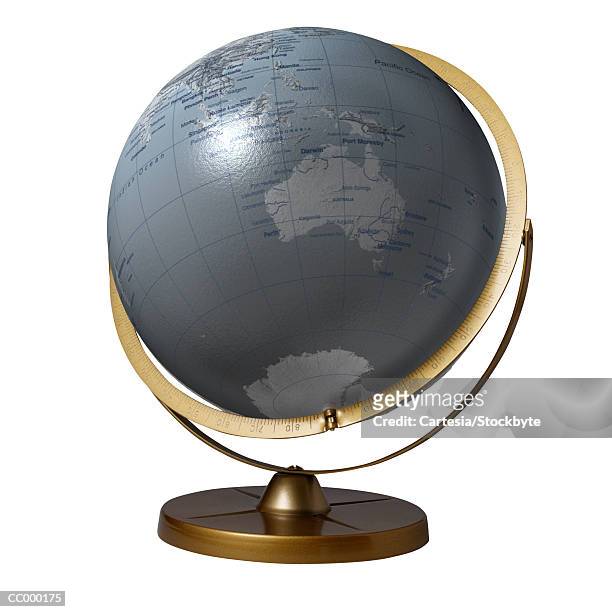 globe showing australia - desktop globe stock-fotos und bilder