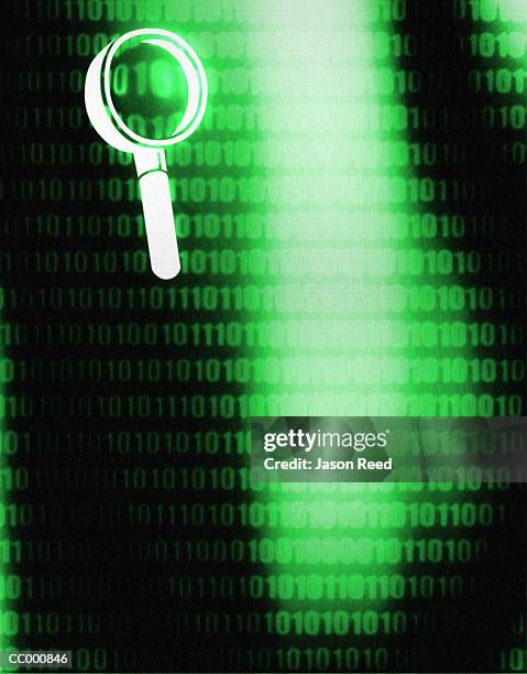 magnifying glass computer icon - computer message stock pictures, royalty-free photos & images