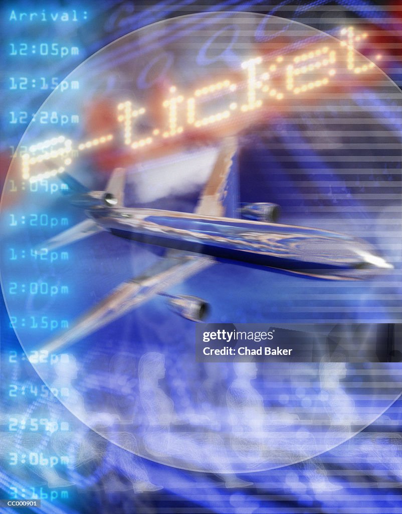 Digital Composite of E-Ticketing and an Airplane