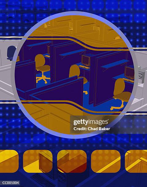 office with cubicles - empty cubicles stock illustrations