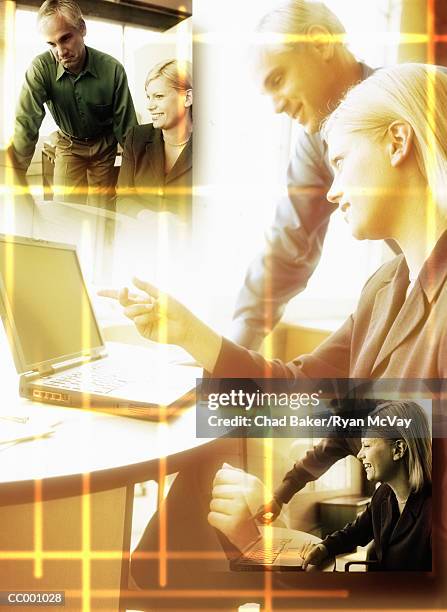 business people using a laptop computer - women in chad stock pictures, royalty-free photos & images