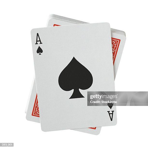 playing cards with ace of spades facing up - ace of spades stock pictures, royalty-free photos & images