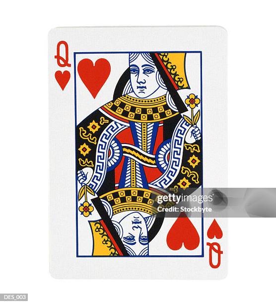 queen of hearts playing card - queen card foto e immagini stock