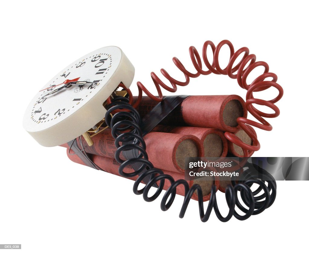 Timer Clock Dynamite Bundle Of Dynamite With Timer Device Lying On Its Side High-Res Stock ...