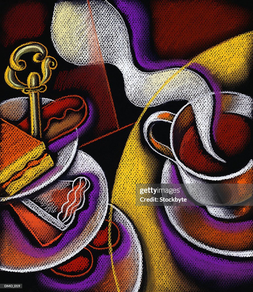 Dessert tray beside cup of coffee