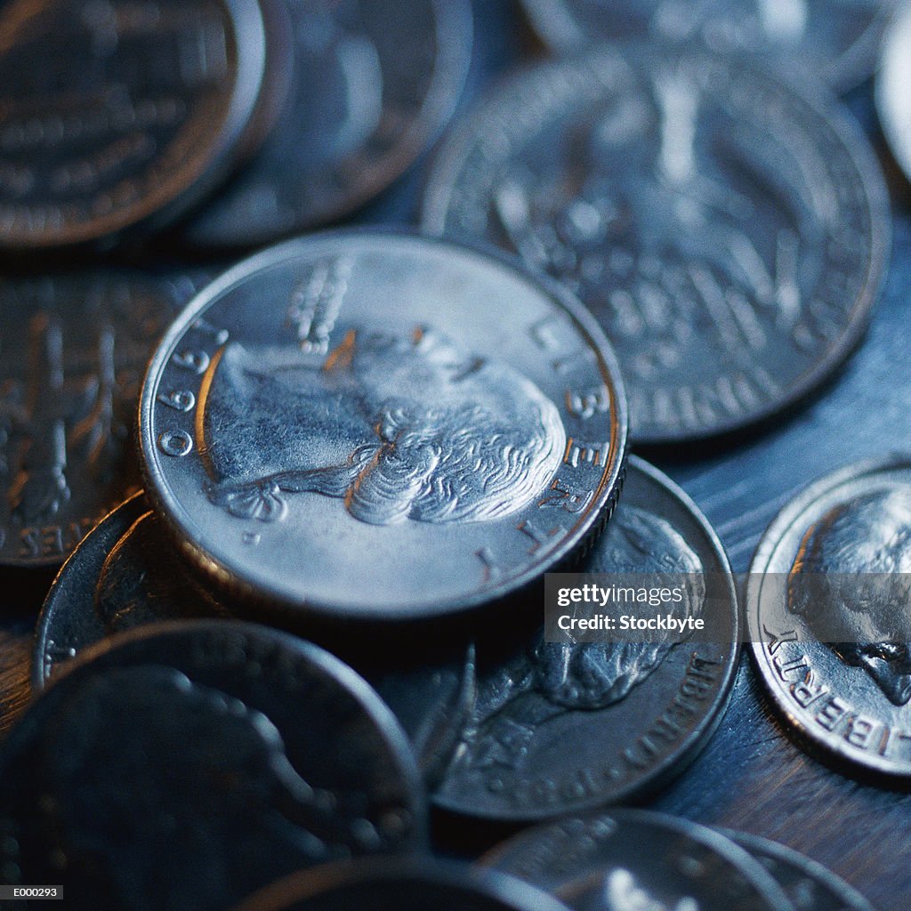 US coins, close-up