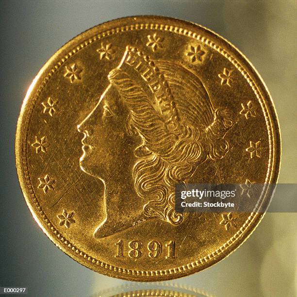 us coin with female head representing liberty, dated 1891 - 1891 imagens e fotografias de stock