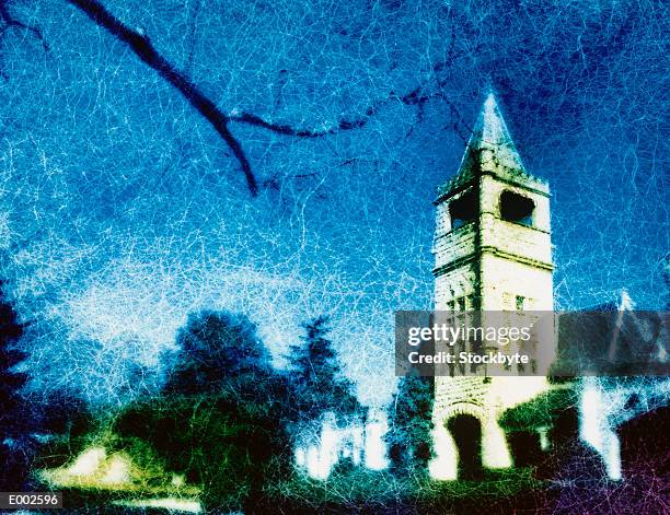 stone tower with blue cast - funeral held for boxing legend muhammad ali in his hometown of louisville kentucky stockfoto's en -beelden