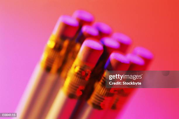 close-up of pencil eraser heads - eraserhead stock pictures, royalty-free photos & images