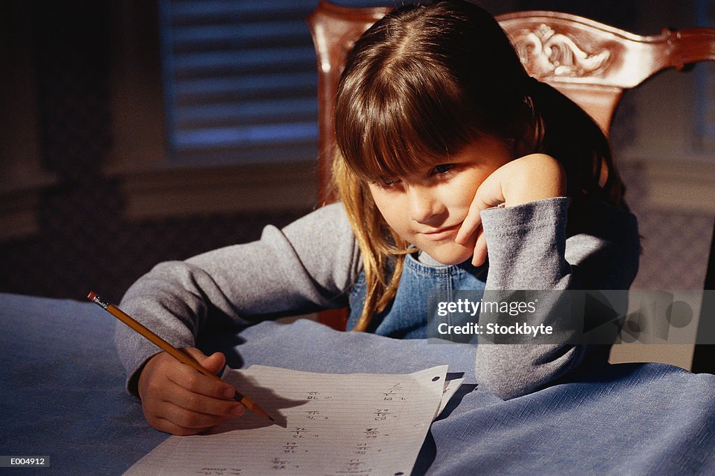 Girl doing homework