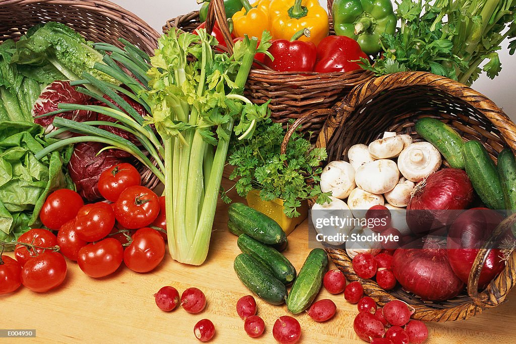 Baskets of vegetables
