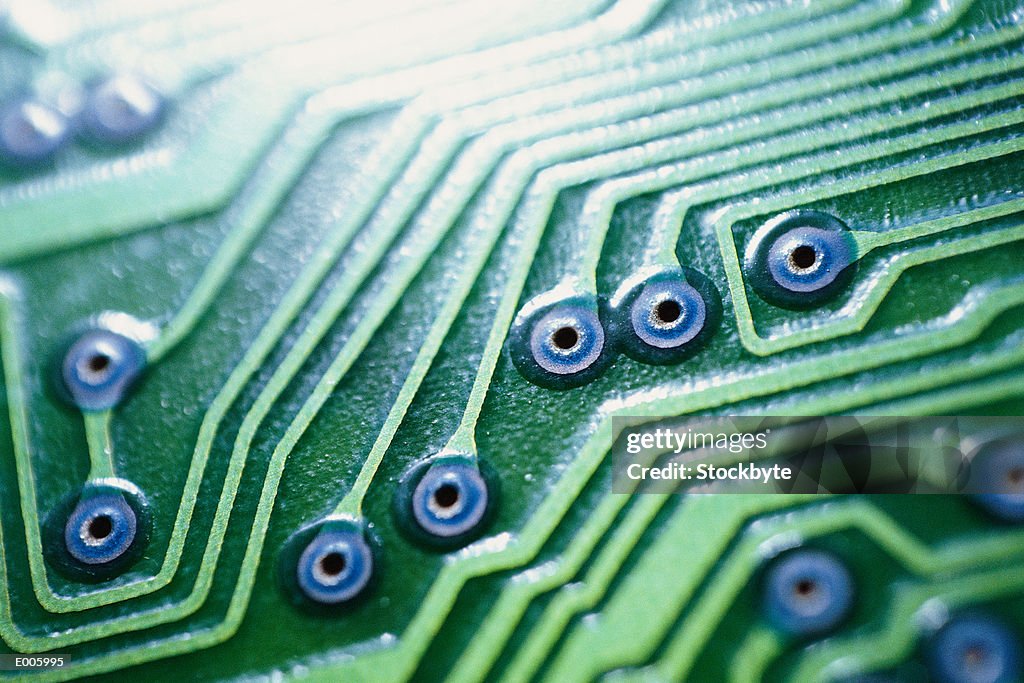 Extreme close-up of printed circuit board