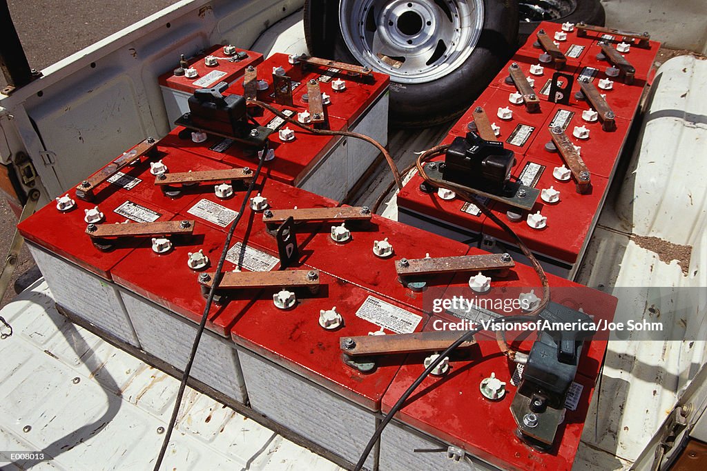 Batteries in bed of electric powered truck