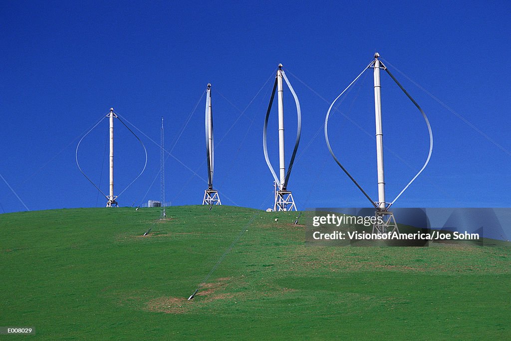 Vertical-axis windmills on hill