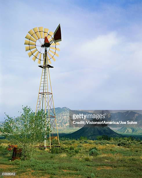windmill on ranch in utah - 工業用風車 ストックフォトと画像