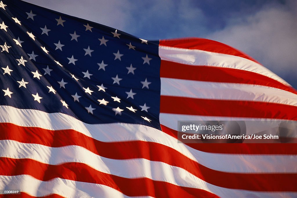 American flag waving in wind