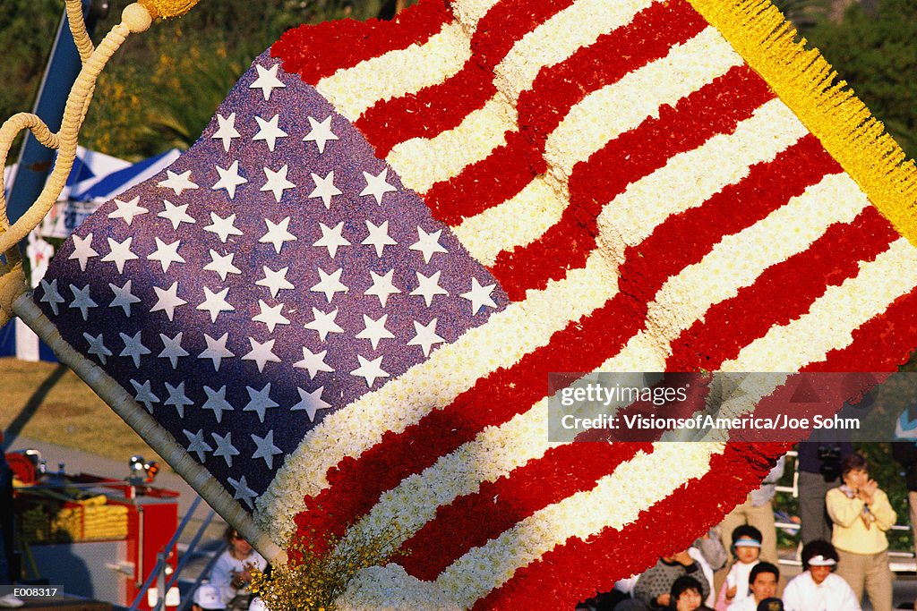 American flag made of flowers from Rose Parade