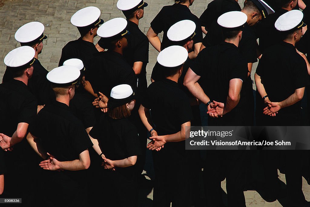 Midshipmen in formation, US Naval Academy, Annapolis, MD