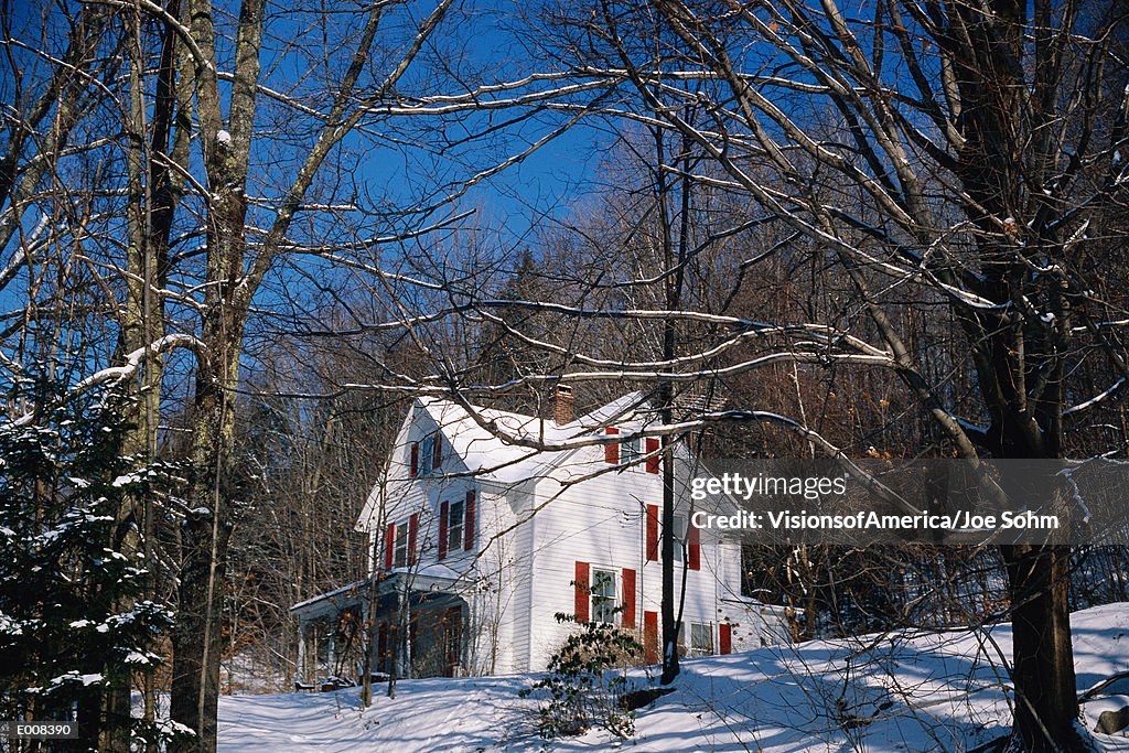 House in snowy woods, Vermont