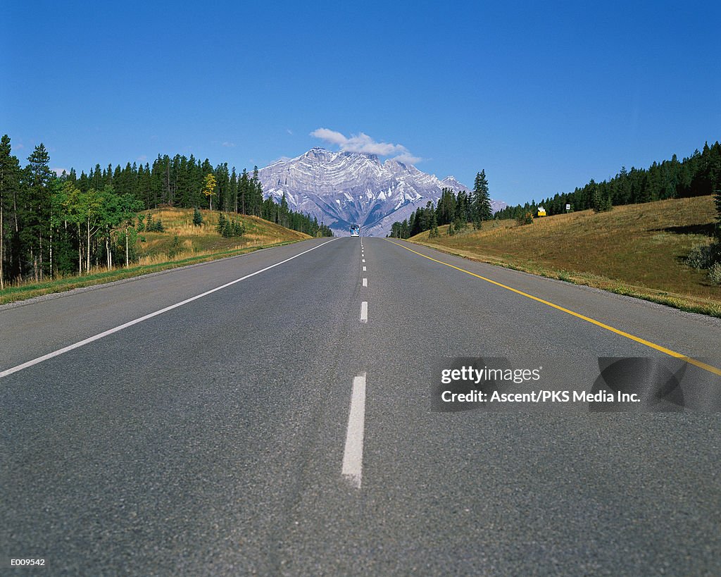 Highway leading to mountain peak