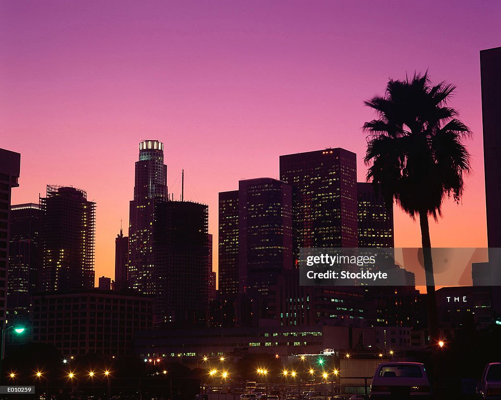 Twilight falling on Los Angeles