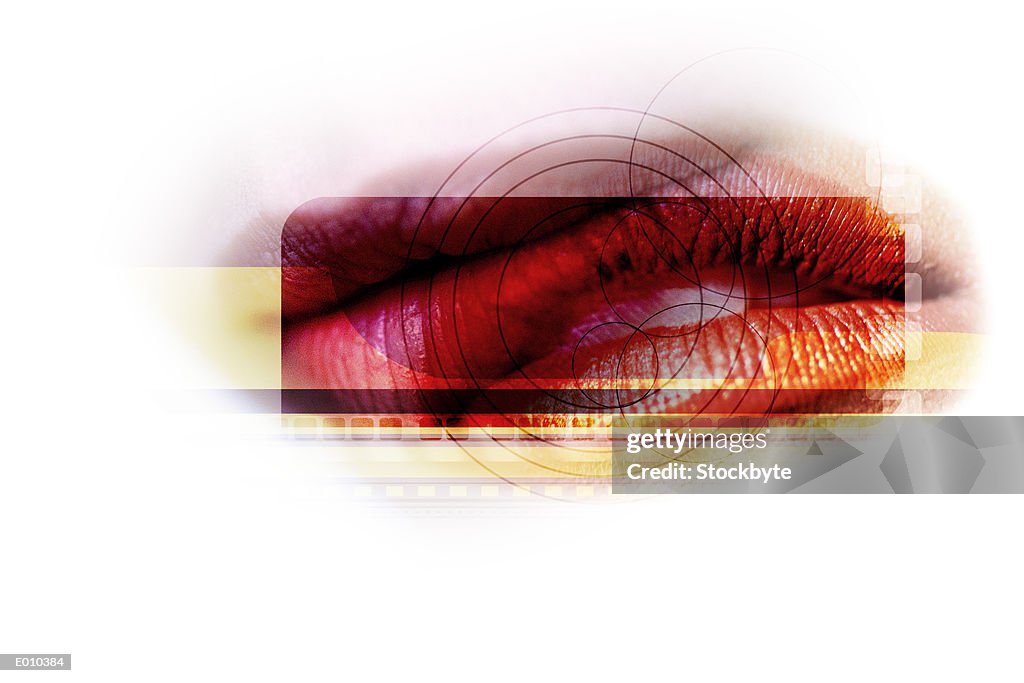 Abstract with lips superimposed over one another