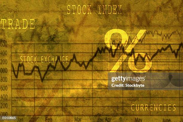 stockillustraties, clipart, cartoons en iconen met abstract image of stock market line chart with text - share prices of consumer companies pushes dow jones industrials average sharply higher