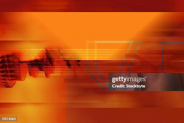 warm-toned image of cog and lines - warm colors stock illustrations