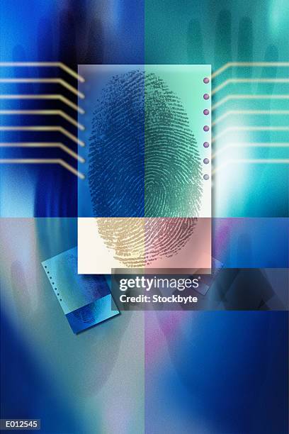 fingerprint montage - montage stock illustrations