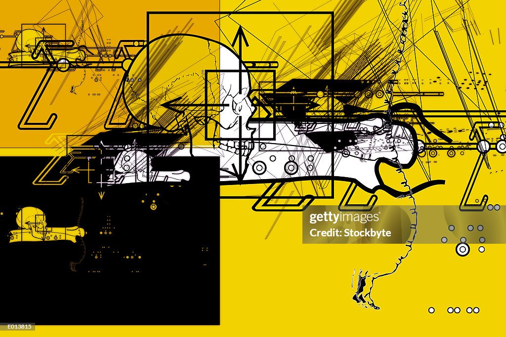 Random sketches over yellow background