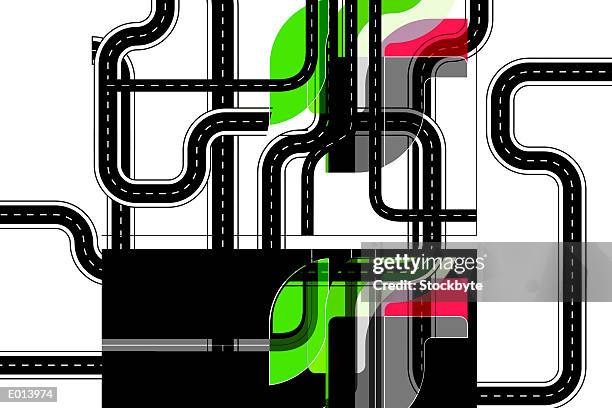 highway routes - highway intersection stock illustrations