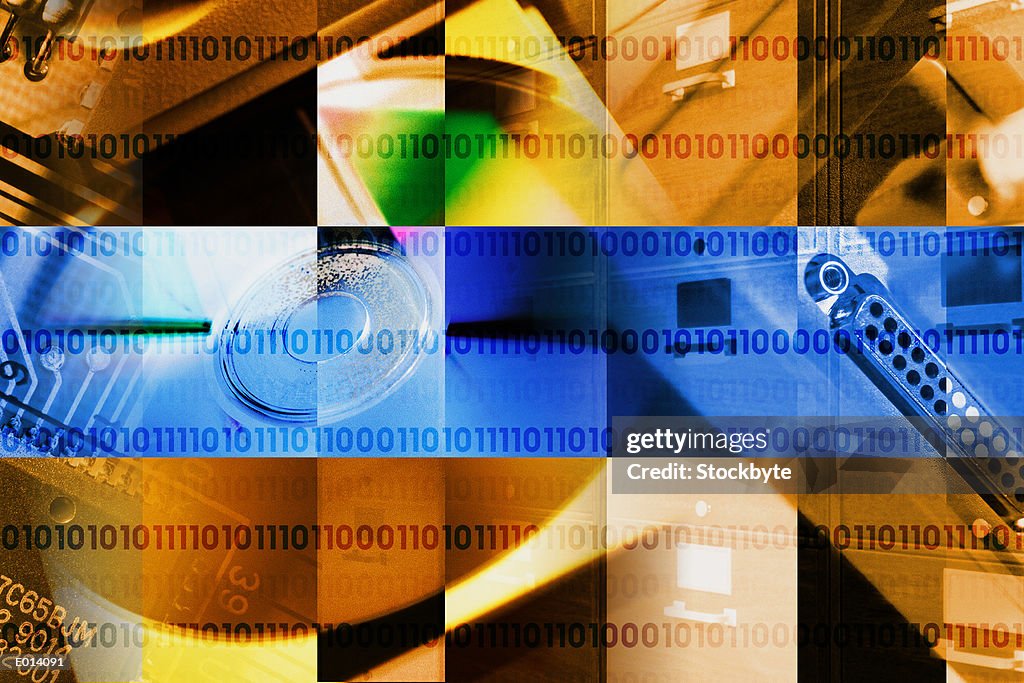 Binary codes running across computer accessories