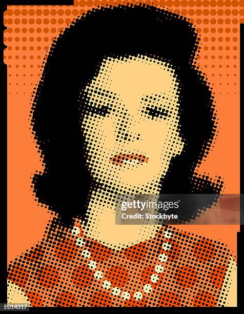 pixilated portrait of a woman - 20th century stock illustrations