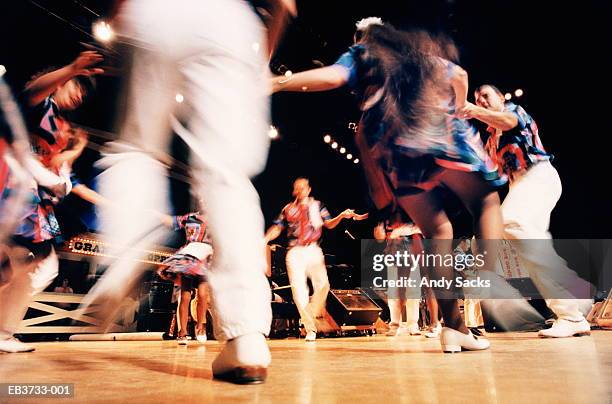 square dancers dancing in circle, low angle view, tennessee,usa - square dancing stock pictures, royalty-free photos & images